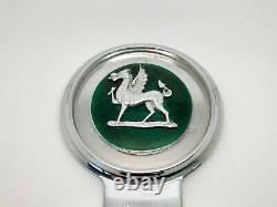 Vintage Chrome AUTOMOTIF Welsh Dragon Green Enamel Car Mascot Badge in Box