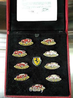 Vintage Ferrari 194965 winning LE MANS Lapel Pin Badge Limited Box Complete Set