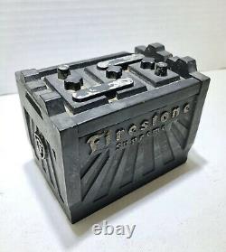 Vintage Firestone Hard Rubber Battery Cigarette Case Box Automobile Advertising