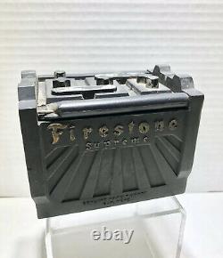 Vintage Firestone Hard Rubber Battery Cigarette Case Box Automobile Advertising