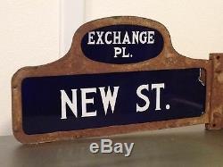 Vintage Humpback Street Sign New York Stock Exchange Corner, NEW ST-EXCHANGE PL