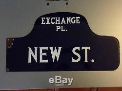 Vintage Humpback Street Sign New York Stock Exchange Corner, NEW ST-EXCHANGE PL