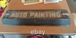 Vintage Lighted Art Deco box sign. Auto Painting. 40s 50s