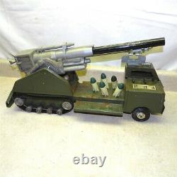 Vintage Marx Cannon Truck + Box, Battery Op, Pointed Missiles, 23, 3374