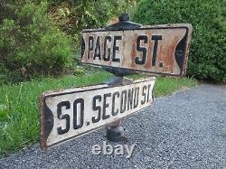 Vintage Metal Street Corner Intersection Sign Frame Page St. So. Second St