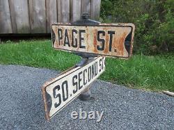 Vintage Metal Street Corner Intersection Sign Frame Page St. So. Second St