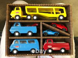 Vintage Mini Tiny Tonka Transportation Set Car Carrier Van Truck In Box