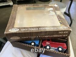 Vintage Mini Tiny Tonka Transportation Set Car Carrier Van Truck In Box