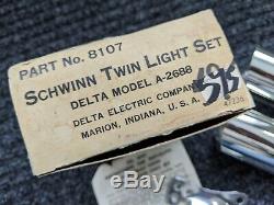 Vintage SCHWINN 1950's Bicycle Twin Light Set NOS Mint in Box Bike