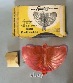Vintage Santay Lady Luck Figural Art Nouveau Car Bug Deflector with Original Box