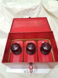 Vintage Teledyne Big Beam Flashing Electric Flare Kit Set of 3 with Metal Box