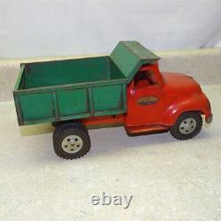 Vintage Tonka Red Cab Green Box Dump Truck, Pressed Steel 1955