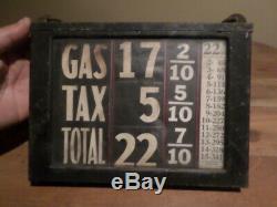 Visible gas pump price box sign original 1920s-30s gas pump
