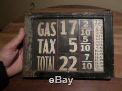 Visible gas pump price box sign original 1920s-30s gas pump