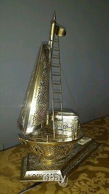 Whimsical model silverplate sailboat/lamp/jewerly box 1930s